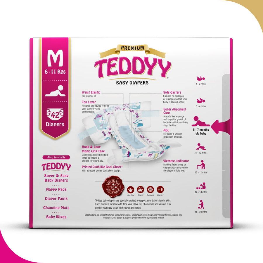 Premium Teddyy Baby Diapers M Size