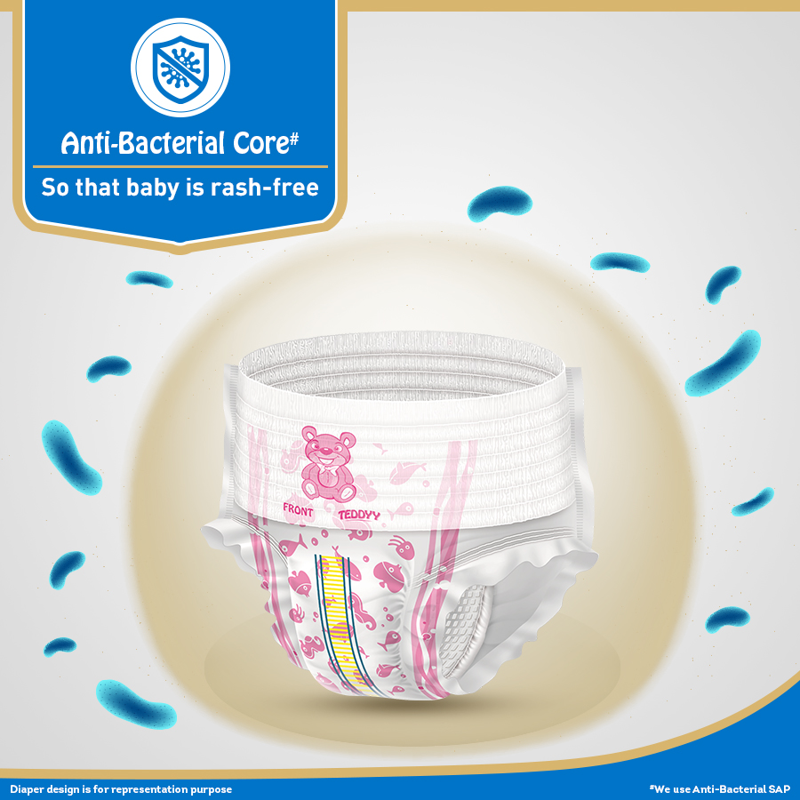 Anti Bacterial Core Premium Teddyy Baby Diaper Pants M Size