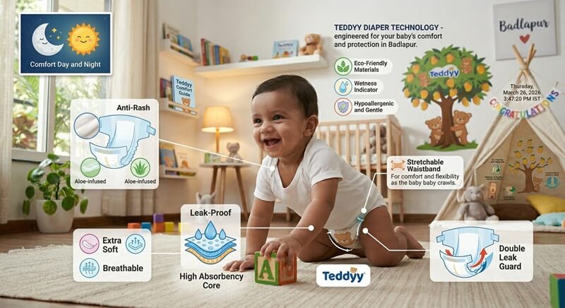 Key features of Teddyy pant diapers including softness and absorbency