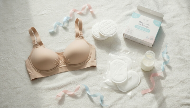 Nursing pads and breastfeeding accessories for managing leaking breastmilk