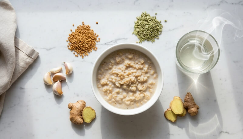 Natural galactagogue foods like fenugreek oats and fennel seeds to increase breast milk