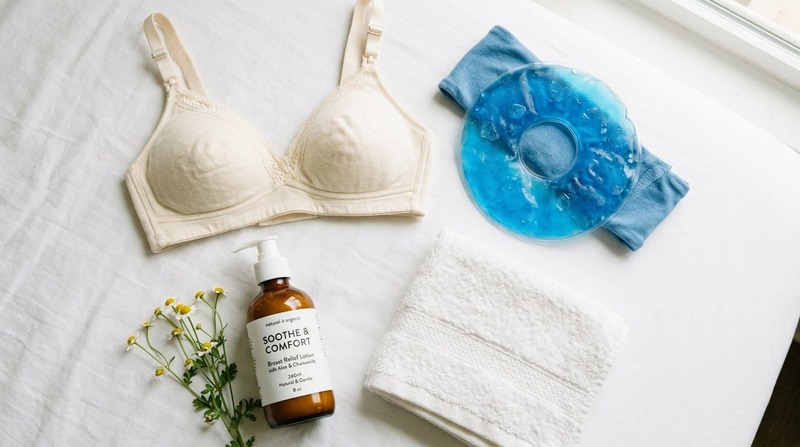 Supportive bras and cold compress for managing breast pain during pregnancy 