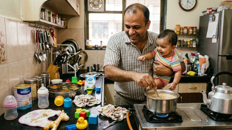 New parent juggling baby care and daily life challenges after baby arrives