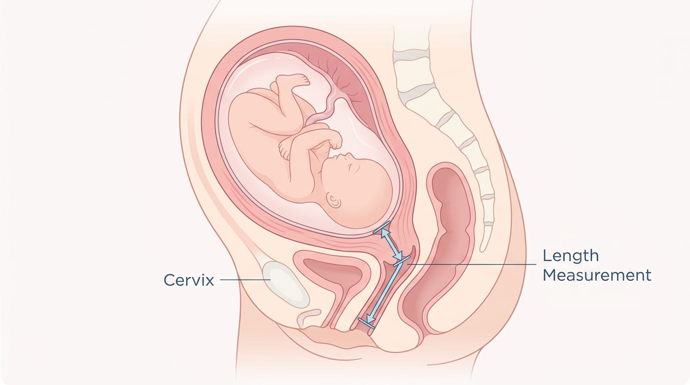 Cervix length measurement during pregnancy ultrasound for normal delivery assessment