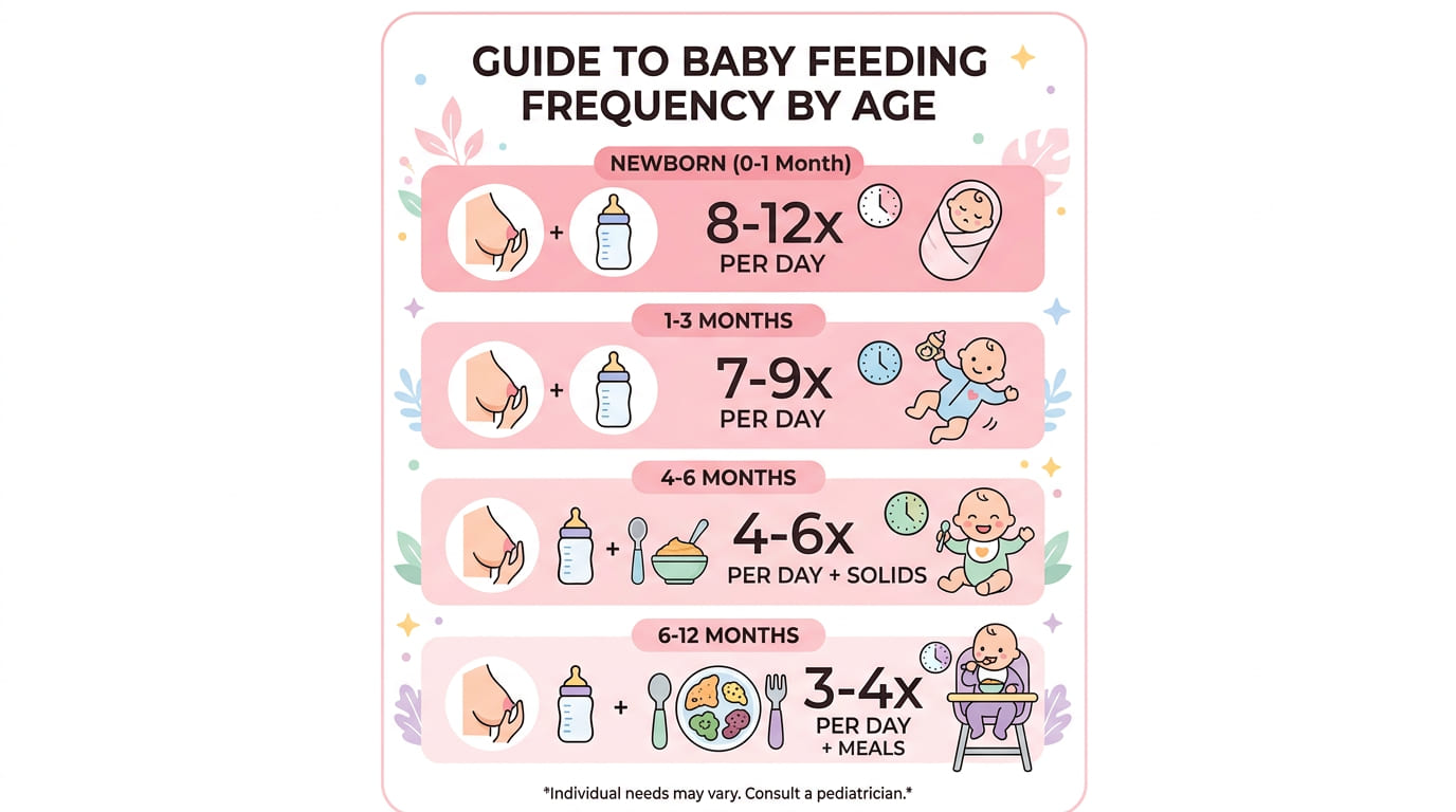 Baby feeding schedule by age — newborn to 12 months feeding frequency chart 
