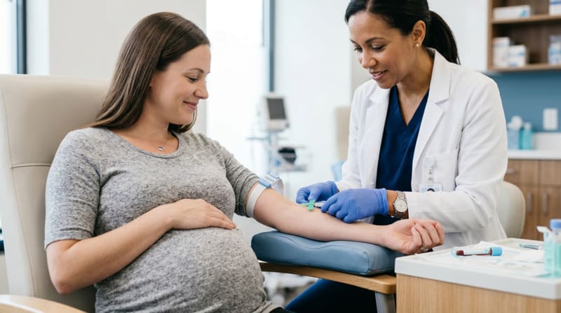 Blood test for HCG levels during early pregnancy at a clinic
