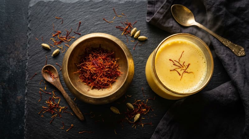 Saffron during pregnancy — kesar strands in warm milk for expectant mothers