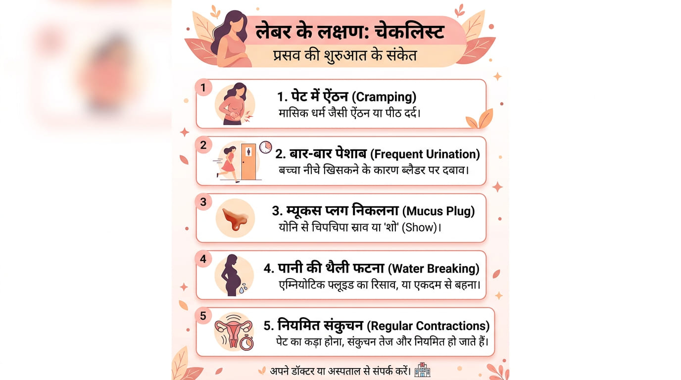नॉर्मल डिलीवरी से पहले दिखने वाले लक्षणों की चेकलिस्ट
